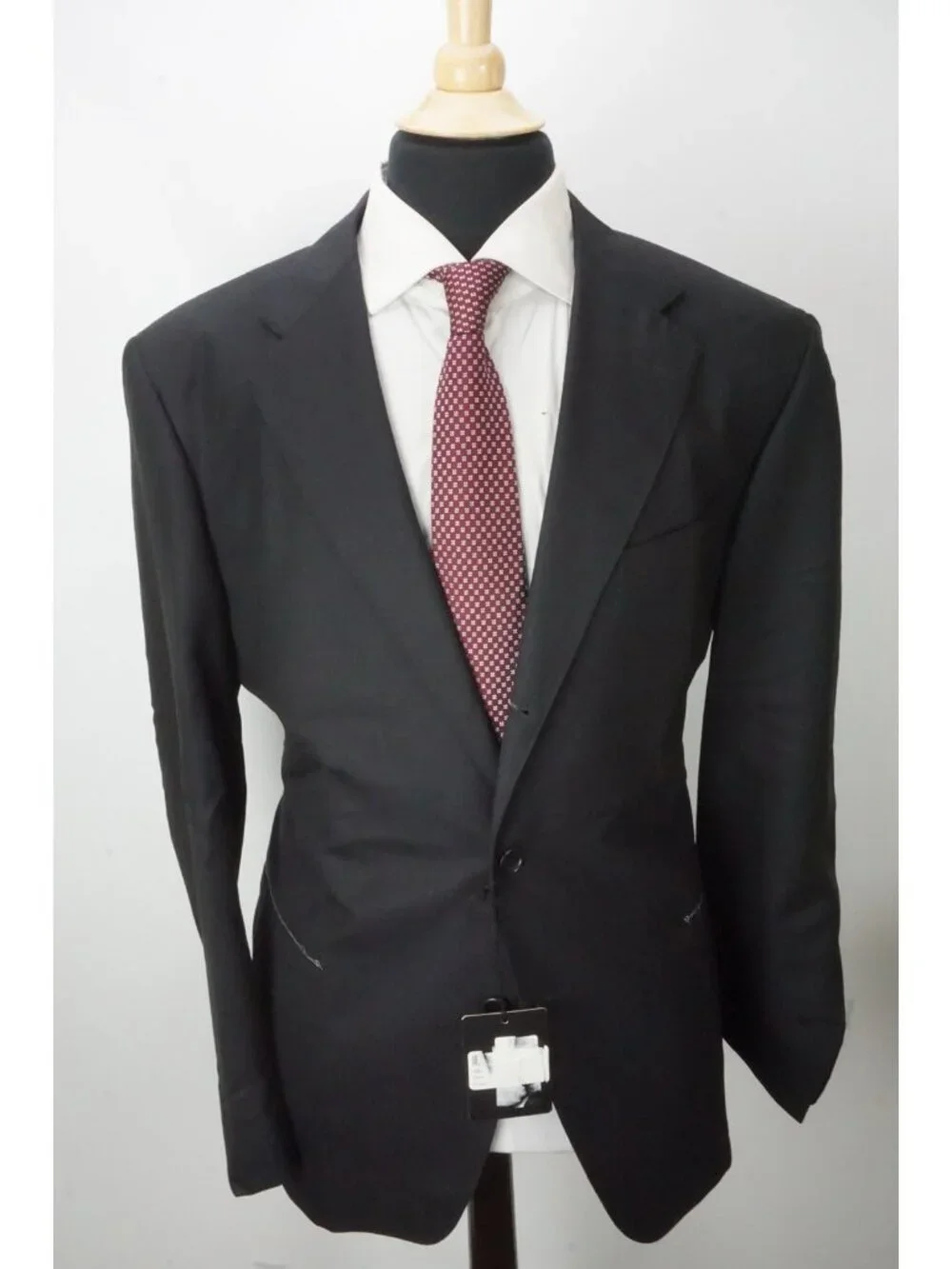 Flannel Bay Napoli Black Herringbone Zegna Wool 2 Pc Suit Jacket Pants 56 EU NEW